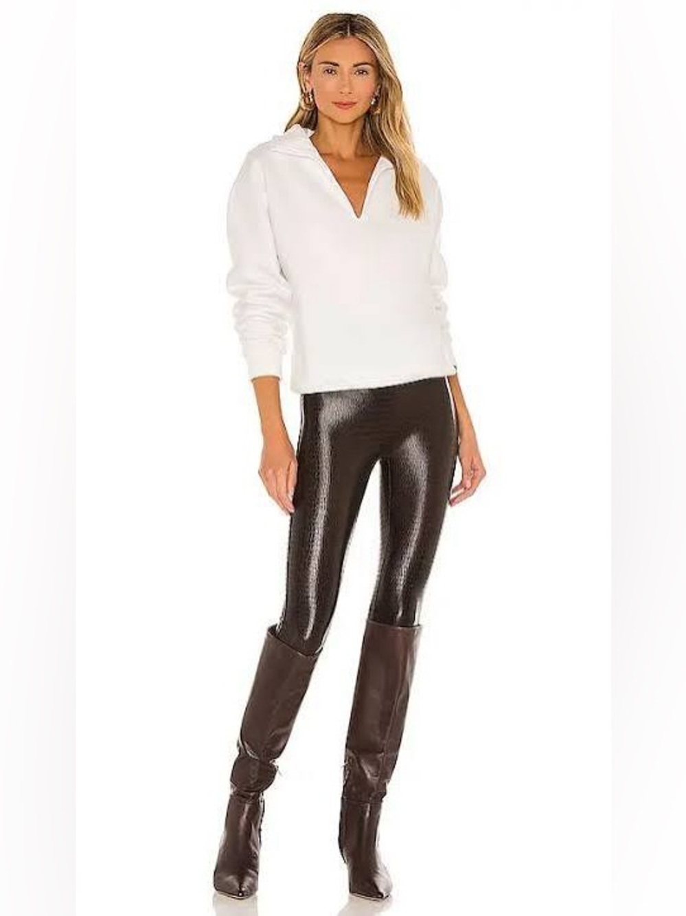 Spanx Croc Brown Faux-Leather Leggings